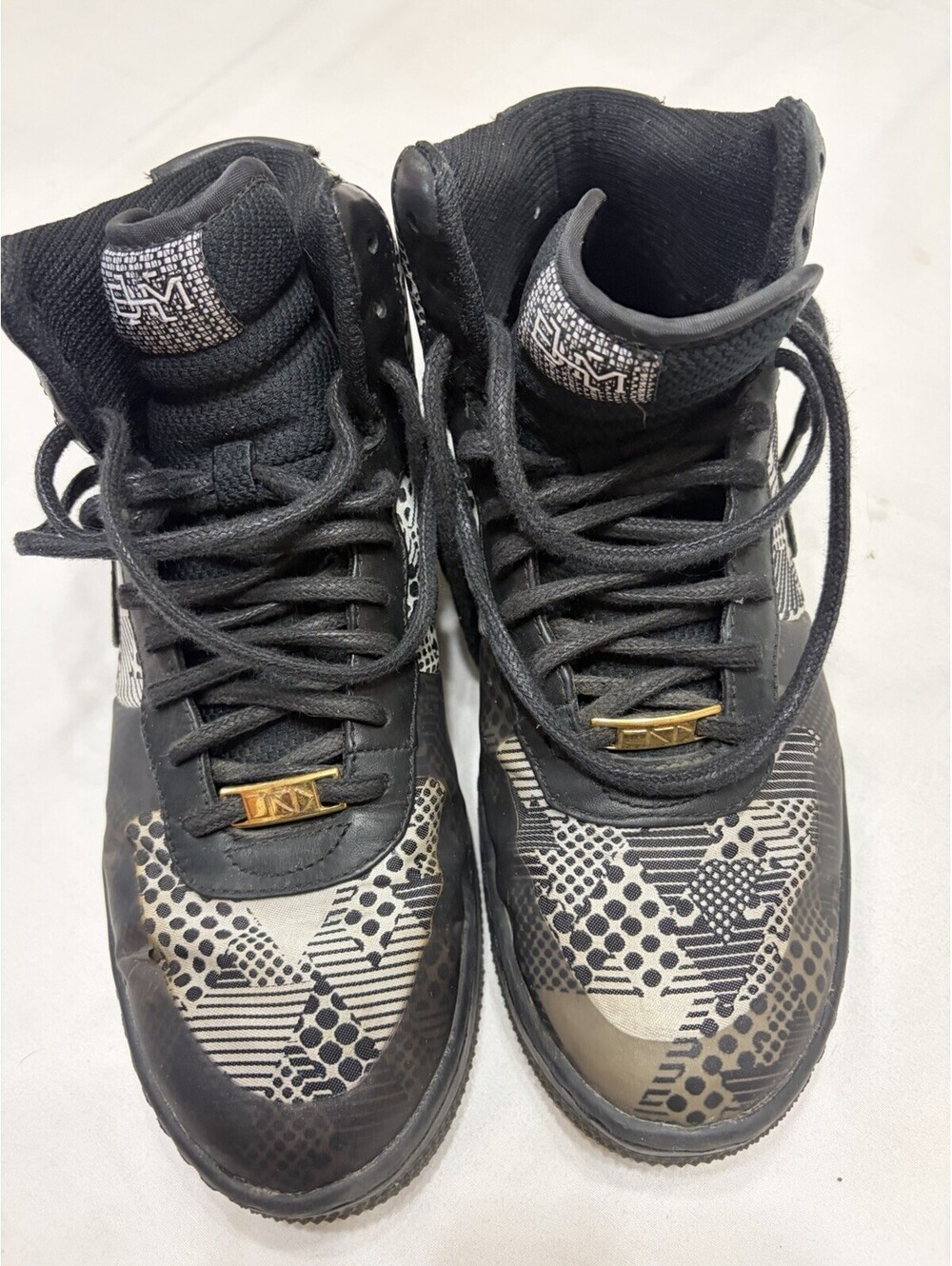 Nike Men's Air Force 1 Black/Gray High Top Lace-Up Sneakers, Geometric, Rubber